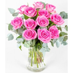 12 Pink Roses